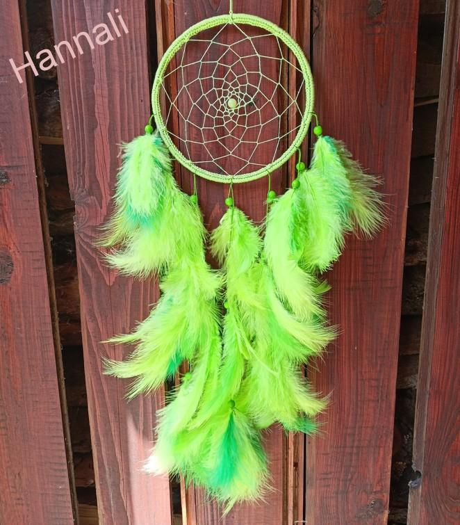 Lapač snů - Ø16 cm - zelený neon s jadeitem