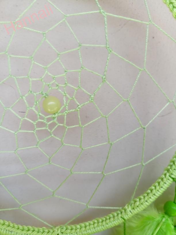 Lapač snů - Ø16 cm - zelený neon s jadeitem