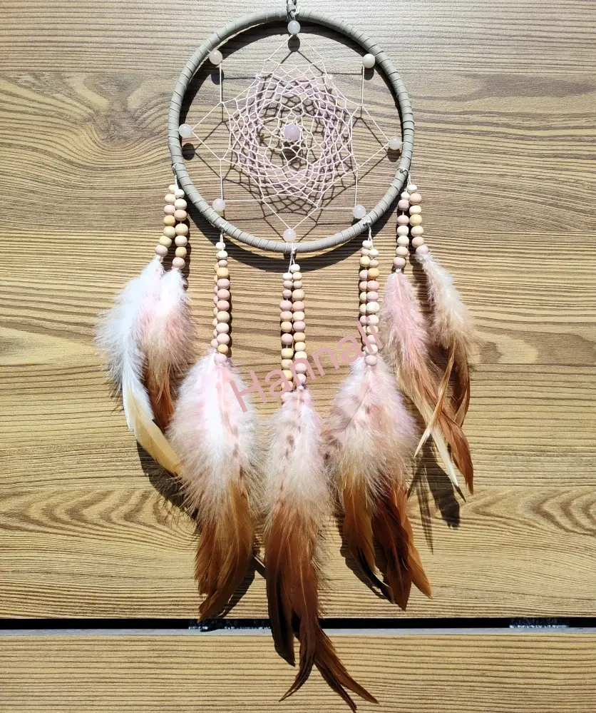 Lapač snů-authentic-16 cm - béžový s růženínem