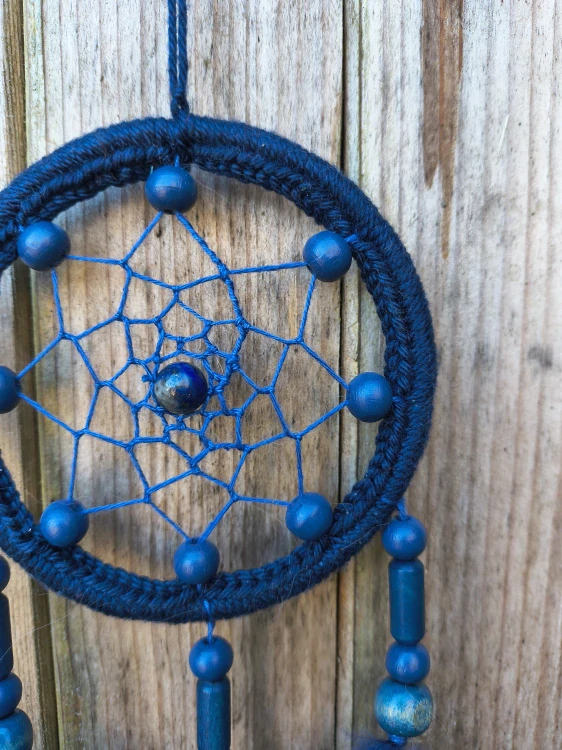 Lapač snů 8 cm - tm.modrá s lapis lazuli
